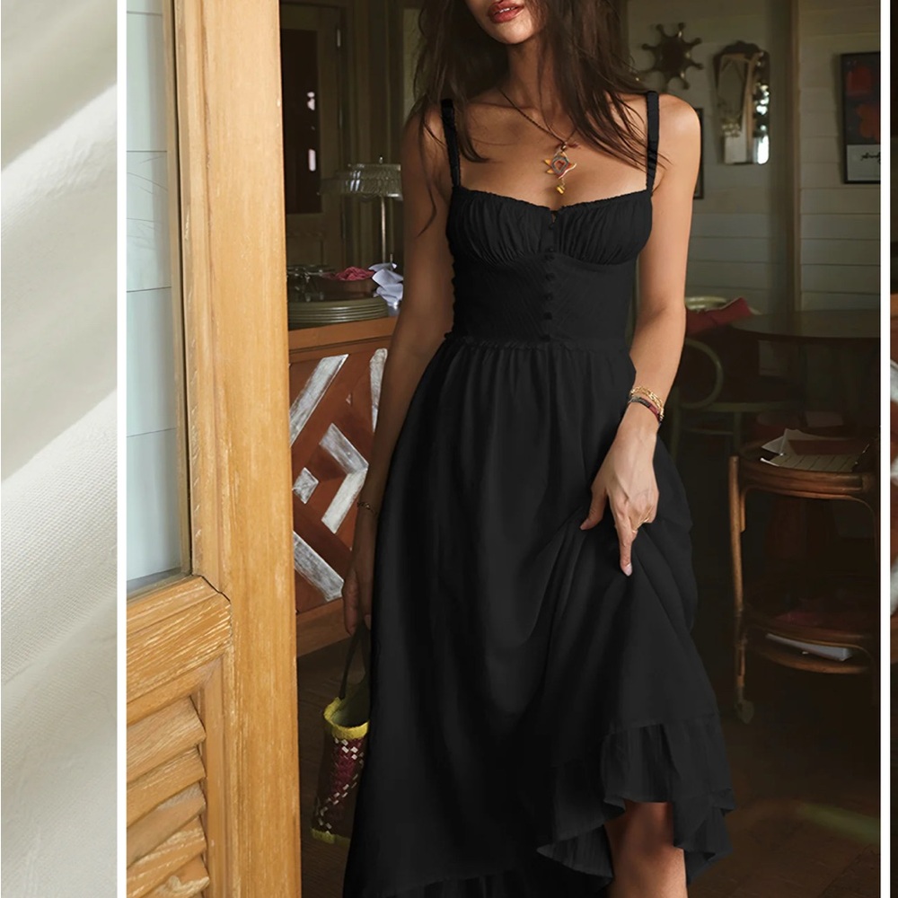 Commense Black Sweetheart Neckline High Low Dress